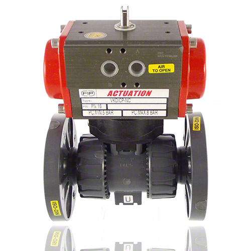 PVC U 2/2-Wege-Kugelhahn, pneumatische Ausf&uuml;hrung