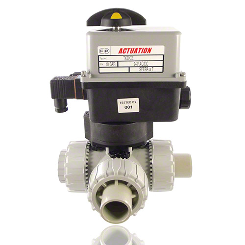 PVC C 3/2-Wege-Kugelhahn, elektrische Ausf&uuml;hrung