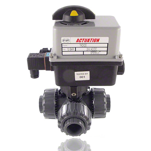 PVC U 3/2-Wege-Kugelhahn , elektrische Ausf&uuml;hrung