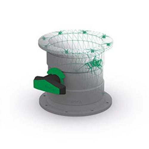 PP-el-s Absperrklappe mit Griff, 15&deg; Raster, m.Dichtung, beidseitig Flansch, elektrisch leitf&auml;hig