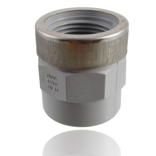 PVC C &Uuml;bergangs-Muffe, metallringverst&auml;rkt