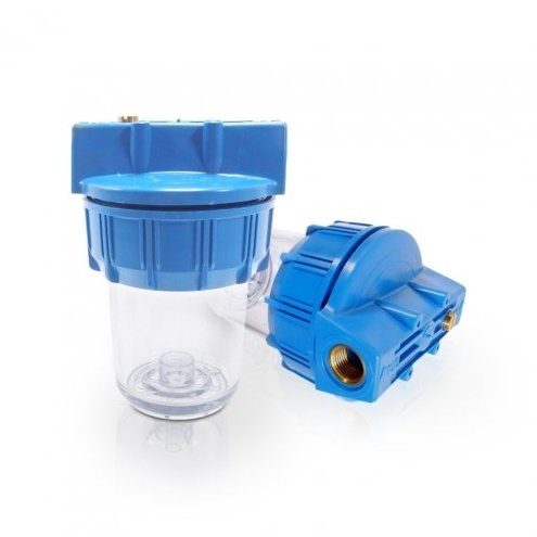 RF Standard Wasserfilter Filtergeh&auml;use 5 Zoll,&nbsp; mit 3/4 Zoll MS-Innengewinde, blau/transparent